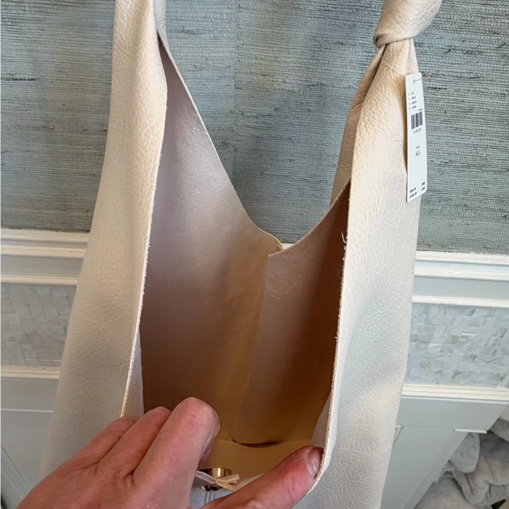 NWT new Anthropologie the love knot slouchy bag cream white + mini pouch